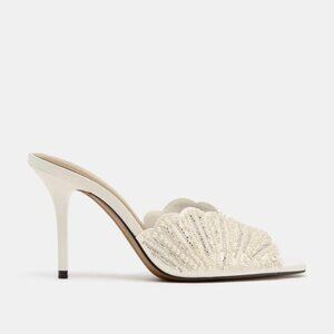 ZARA BACKLESS PEARL HEELED SANDALS